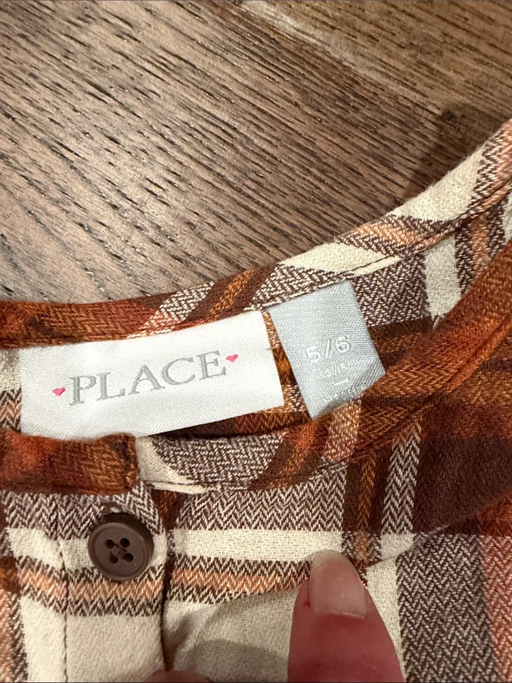 The Children’s Place Place Rust and Cream Plaid Button-Front Top